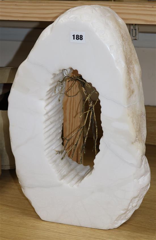 An alabaster sculpture by Stephanie Carlton Smith